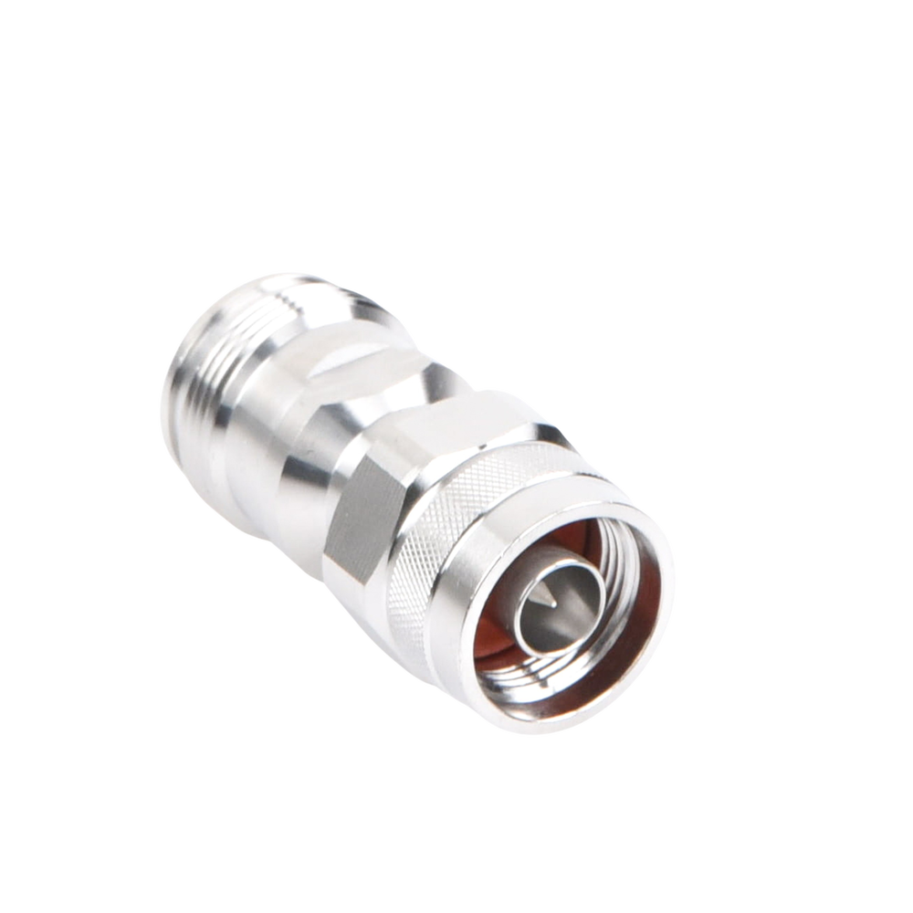 4.3-10 Female to N Male Inline Connector Adapter, White Bronze/Silver/Teflon.