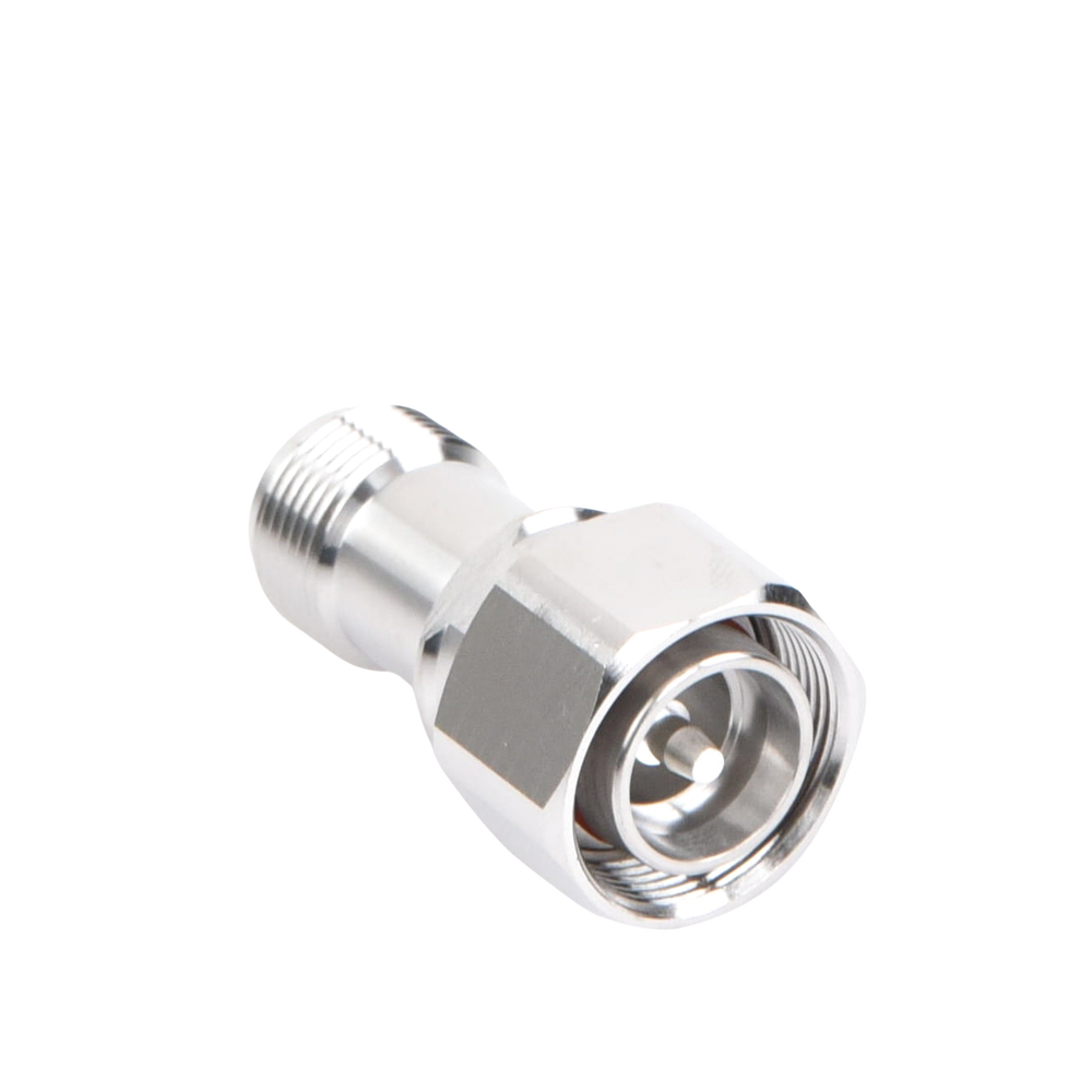 4.3-10 Male to N Female Inline Connector Adapter, White Bronze/Silver/Teflon.
