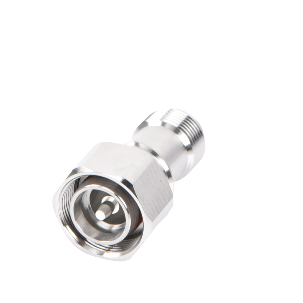 4.3-10 Male to N Female Inline Connector Adapter, White Bronze/Silver/Teflon.