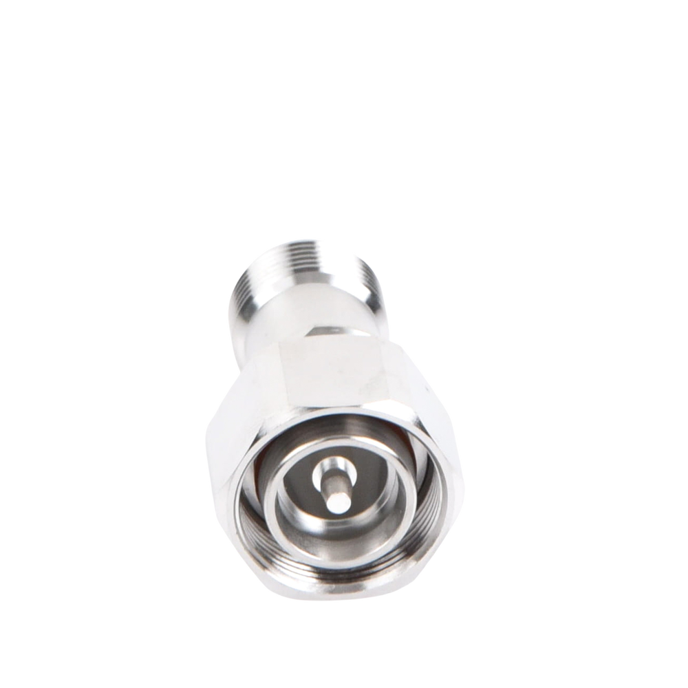 4.3-10 Male to N Female Inline Connector Adapter, White Bronze/Silver/Teflon.