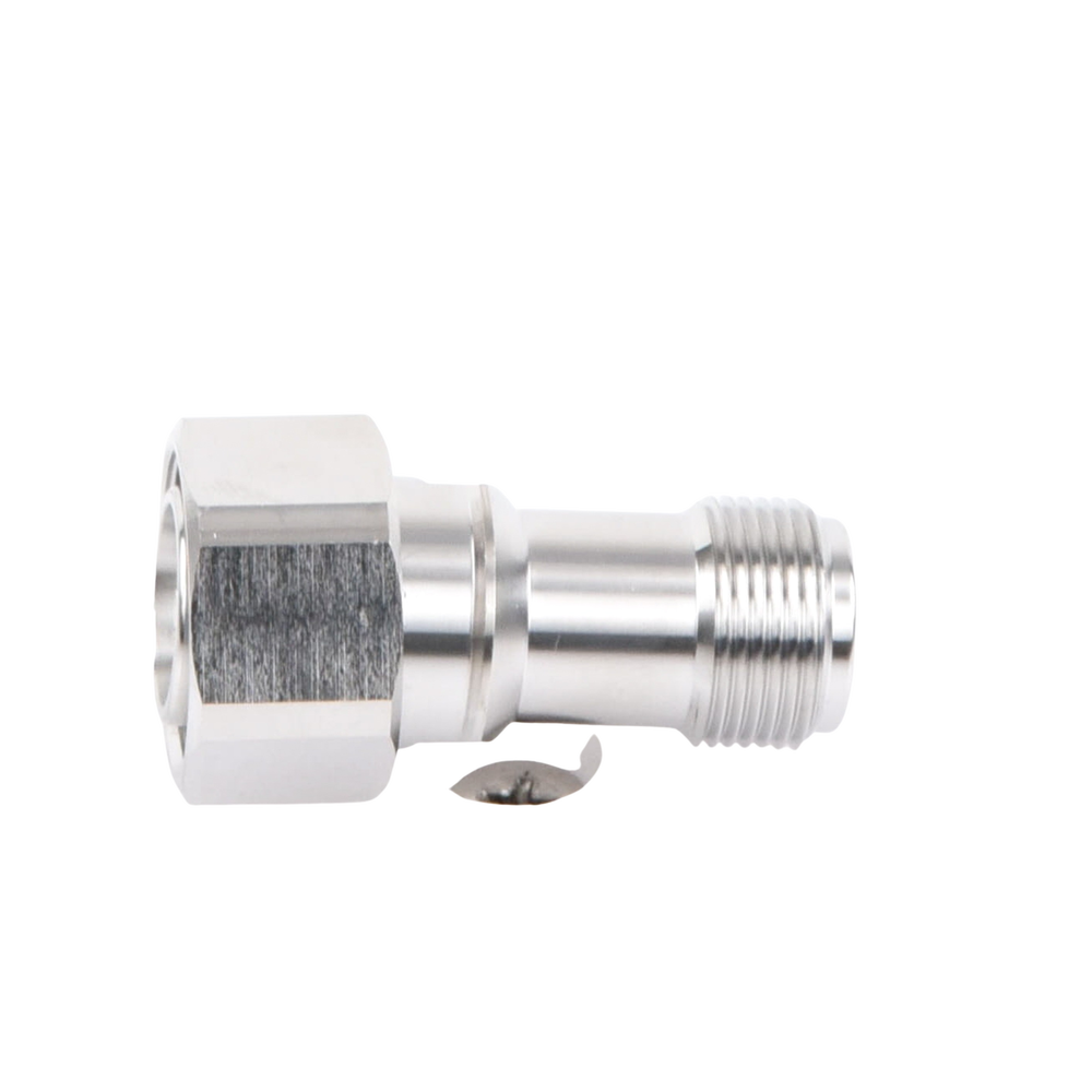 4.3-10 Male to N Female Inline Connector Adapter, White Bronze/Silver/Teflon.