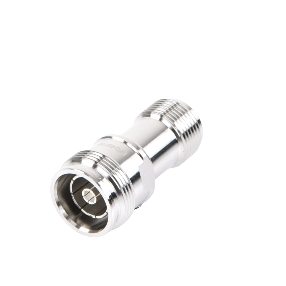4.3-10 Male to N Female Inline Connector Adapter, White Bronze/Silver/Teflon.