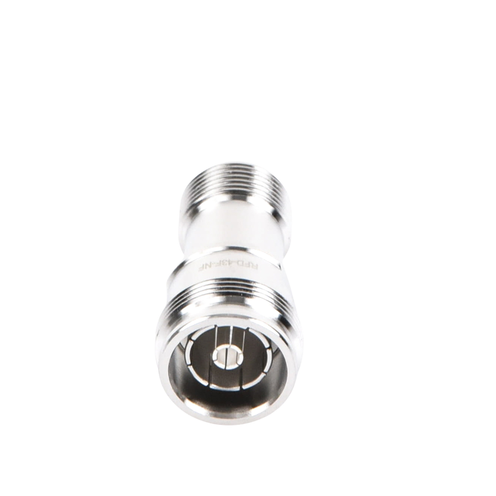 4.3-10 Male to N Female Inline Connector Adapter, White Bronze/Silver/Teflon.