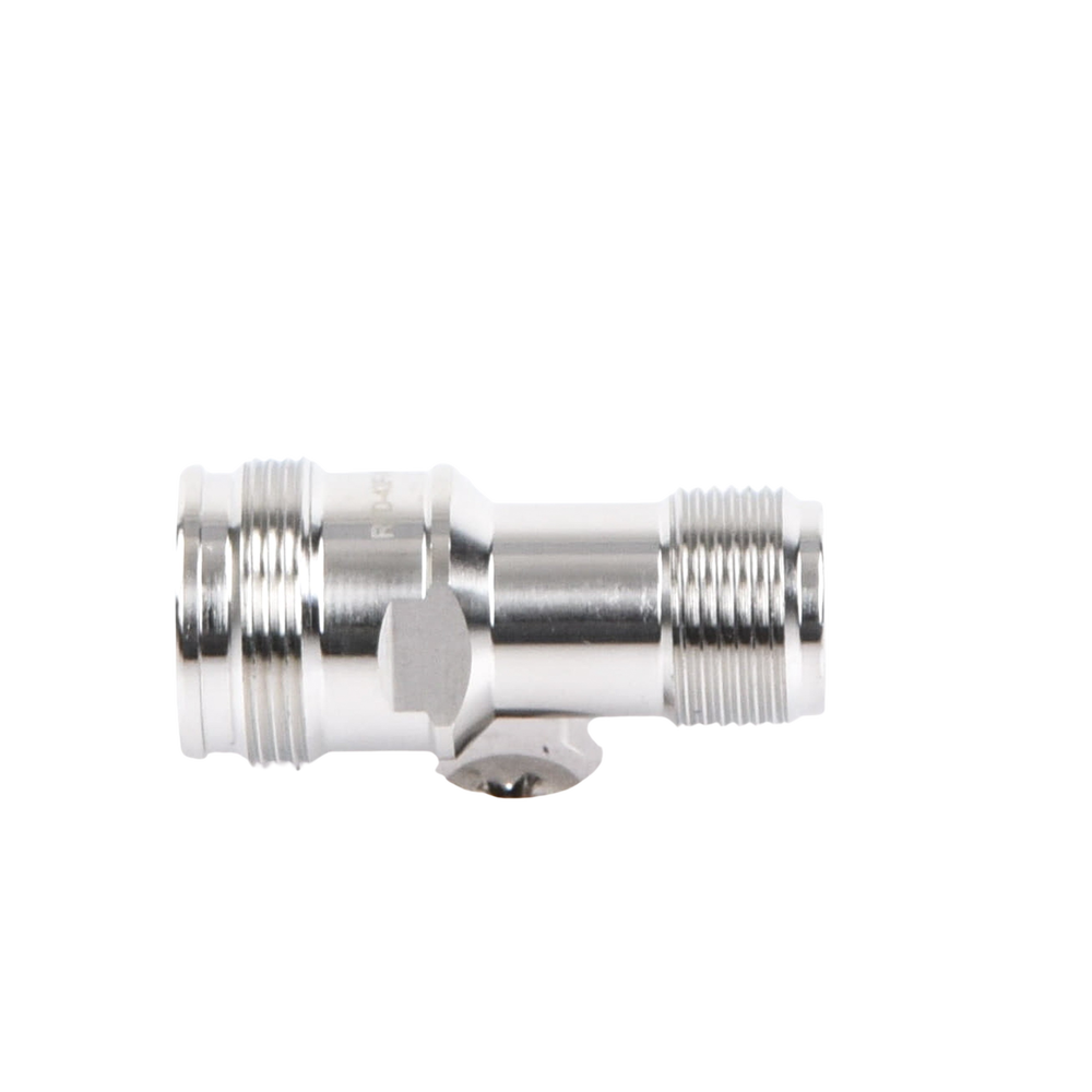 4.3-10 Male to N Female Inline Connector Adapter, White Bronze/Silver/Teflon.