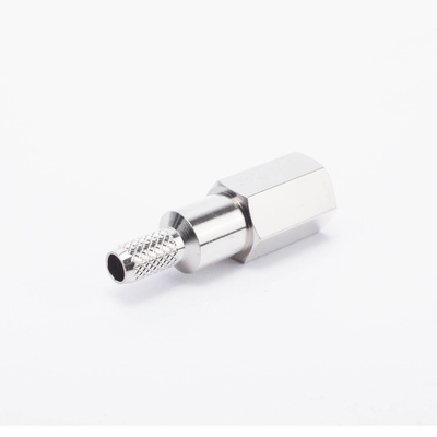 Conector FME Macho de anillo plegable para cable RG-58/U, Niquel/ Oro/ Teflón.