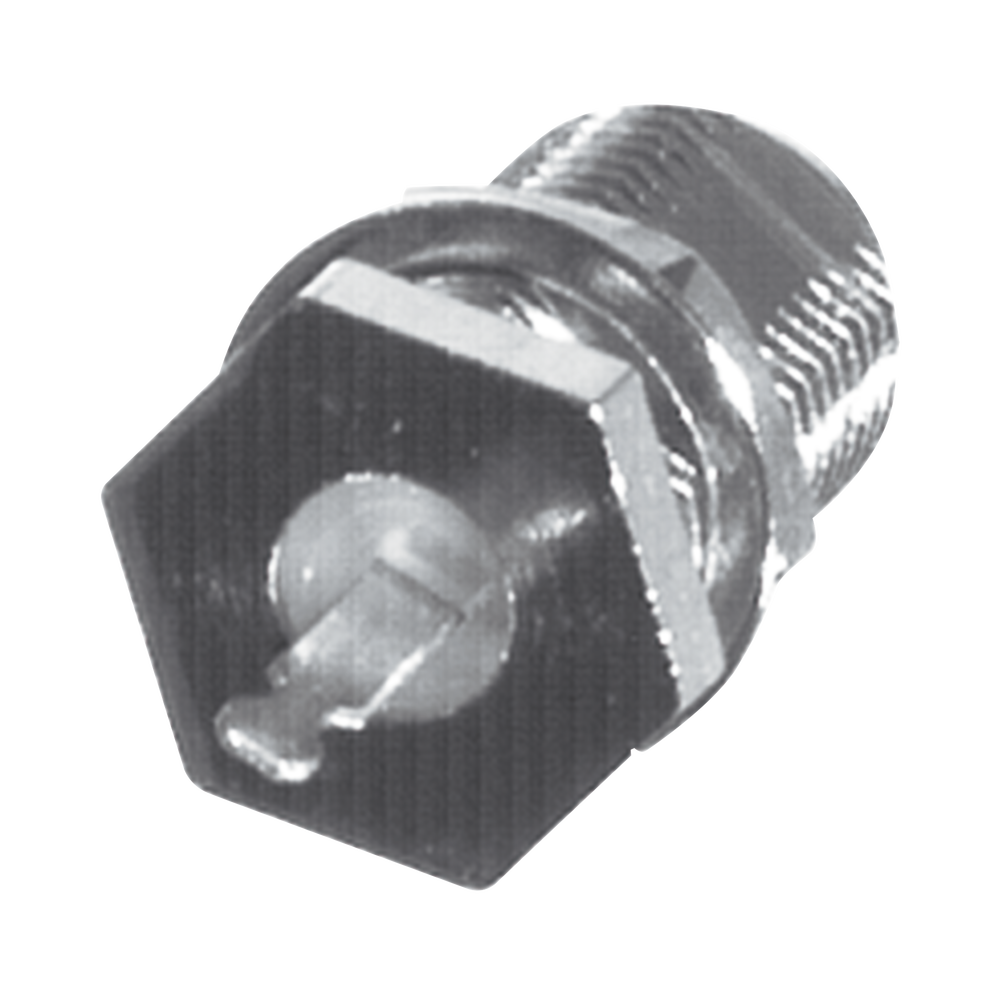 Conector F Hembra para Panel en Doble D-Plano, Borde Hexagonal, Terminal Soldable Níquel/ Estaño/ Polipropileno.
