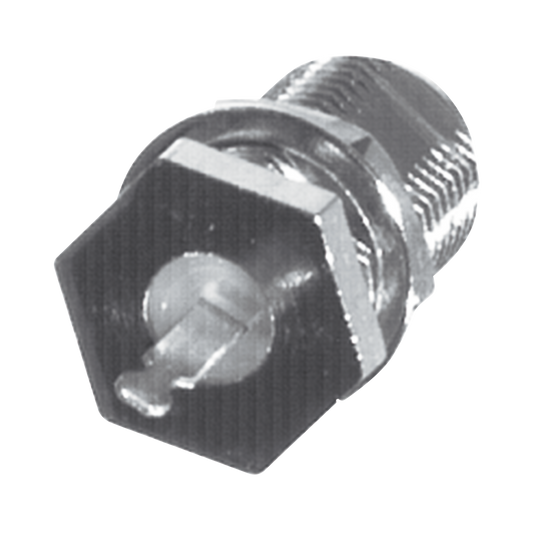 Conector F Hembra para Panel en Doble D-Plano, Borde Hexagonal, Terminal Soldable Níquel/ Estaño/ Polipropileno.