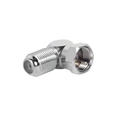 Adaptador en Angulo Recto para 75 Ohm, de F Macho a F Hembra, Niquel / Niquel / Polietileno.