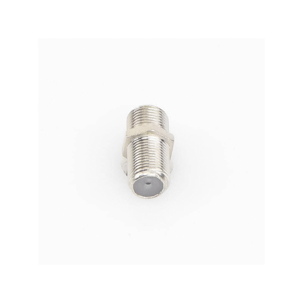 Adaptador Barril para 75 Ohm, de Conector F Hembra a F Hembra, Níquel/ Estaño/ Polietileno.