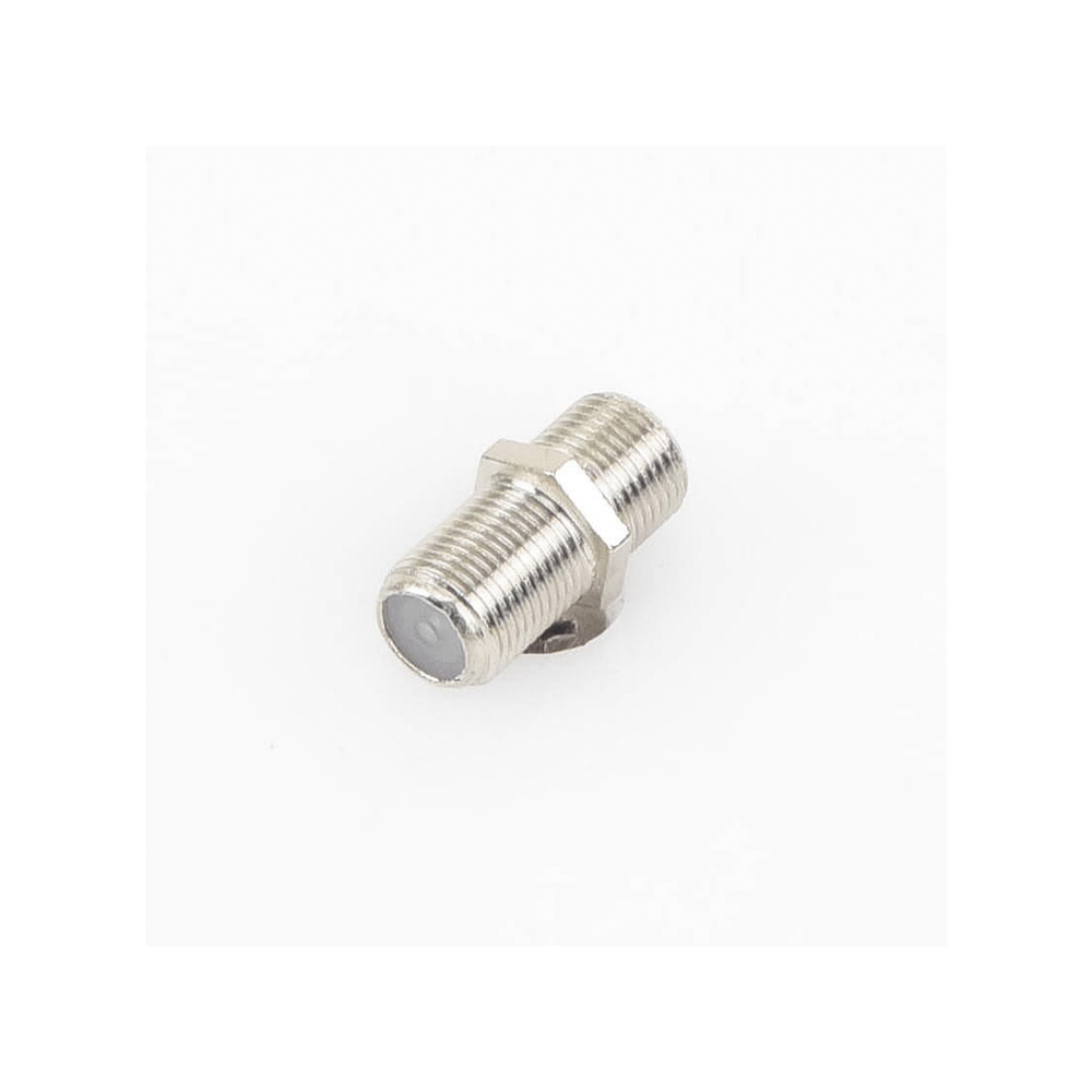 Adaptador Barril para 75 Ohm, de Conector F Hembra a F Hembra, Níquel/ Estaño/ Polietileno.