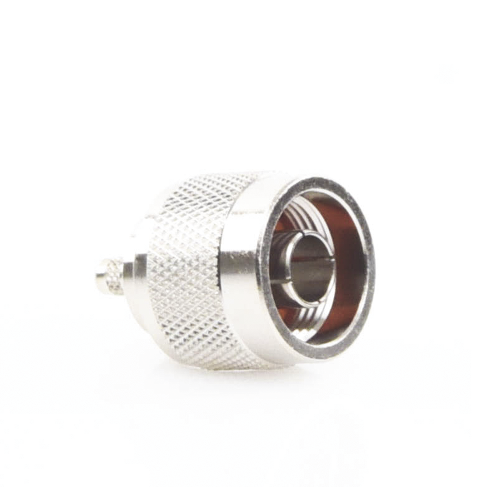 N Male Crimp Ring Connector for RG-58/U, RG-142/U, LMR-195 Coaxial Cables, Nickel/Gold/Teflon.