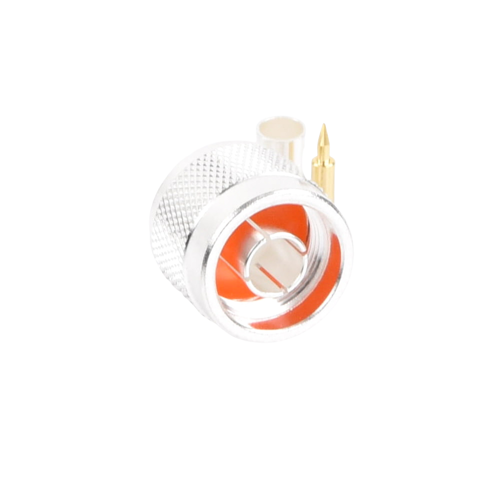 N Male Crimp Ring Connector for RG-58/U Cable, Silver/Gold/Teflon.
