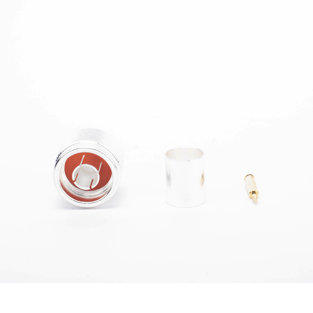 Conector N Macho de Anillo Plegable en Cables con Conductor Central AWG-11 ó 13 tipo RG-8/U (BELDEN 8237), RG213/U (8267), RG214 (8268).