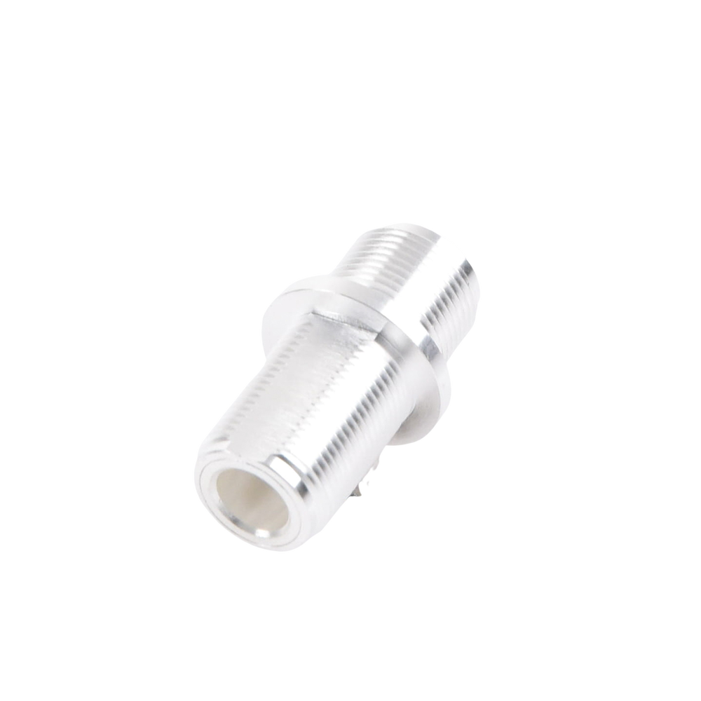 Adaptador Doble N Hembra para chasis de montaje frontal en Doble D Plano y cuerpo plateado.