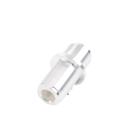 Adaptador Doble N Hembra para chasis de montaje frontal en Doble D Plano y cuerpo plateado.