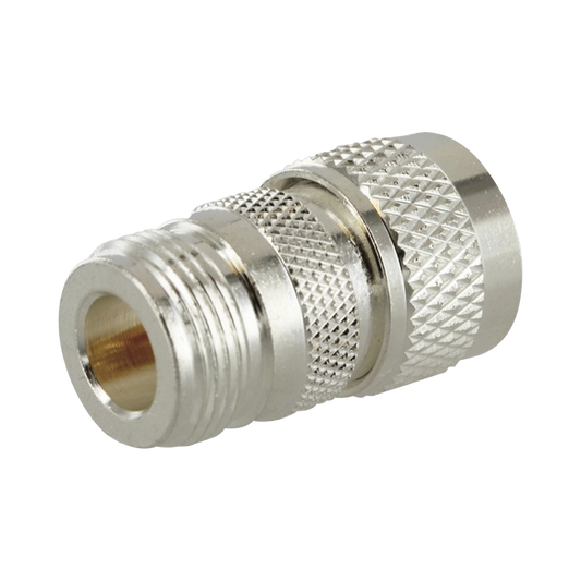 Adaptador en Línea de Conector N Hembra a UHF Macho (PL-259), Plata/ Oro/ Teflón.