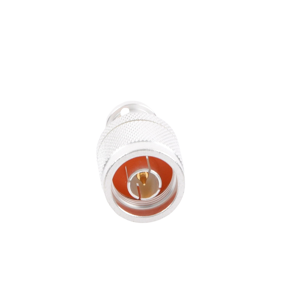 Inline Adapter, N Male to BNC Male Connector, Silver/Gold/Teflon.
