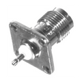 Conector TNC Hembra para Chasis de 4 Perforaciones de 13 mm, Contacto-Berilio Cobre Soldable, Níquel/ Oro/ Teflón.