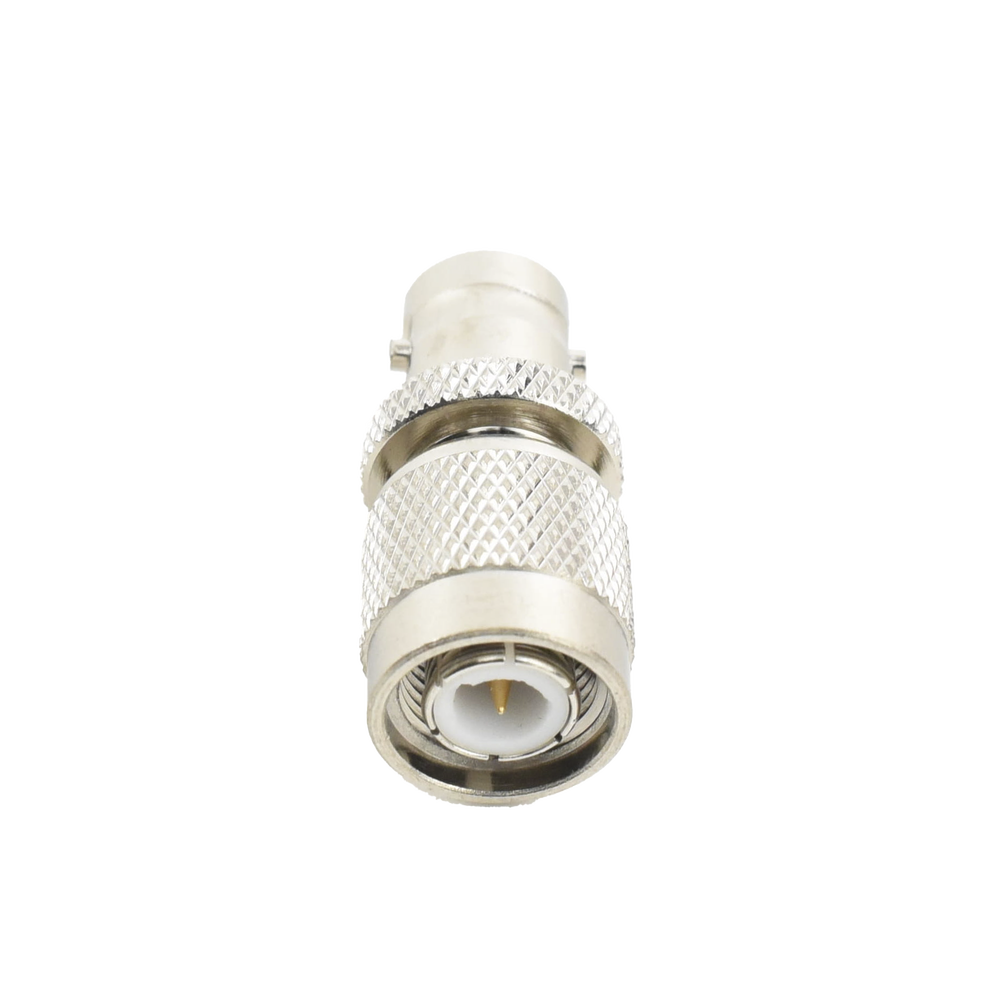 Adaptador en Línea, de Conector TNC Macho a BNC Hembra, Níquel /Oro /Teflón.