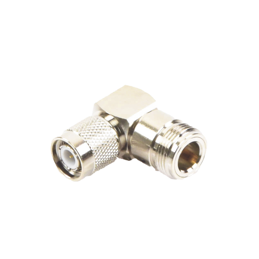  Adaptador en Ángulo Recto de Conector TNC Macho a N Hembra, Níquel/ Oro/ Teflón.