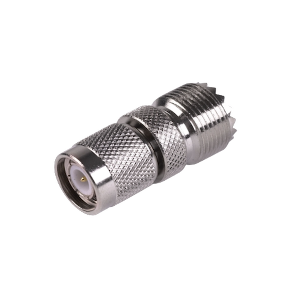 Adaptador en Línea de Conector TNC Macho a Conector UHF Hembra (SO-239), Níquel/ Oro/ Teflón.
