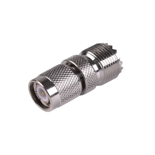 Adaptador en Línea de Conector TNC Macho a Conector UHF Hembra (SO-239), Níquel/ Oro/ Teflón.