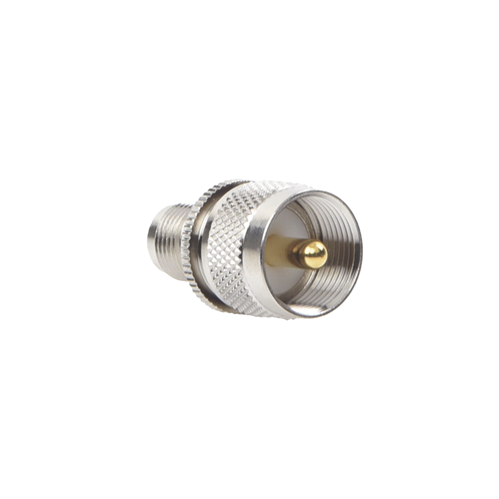 Adaptador en Línea de Conector TNC Hembra a UHF Macho (PL-259), Níquel/ Oro/ Teflón.