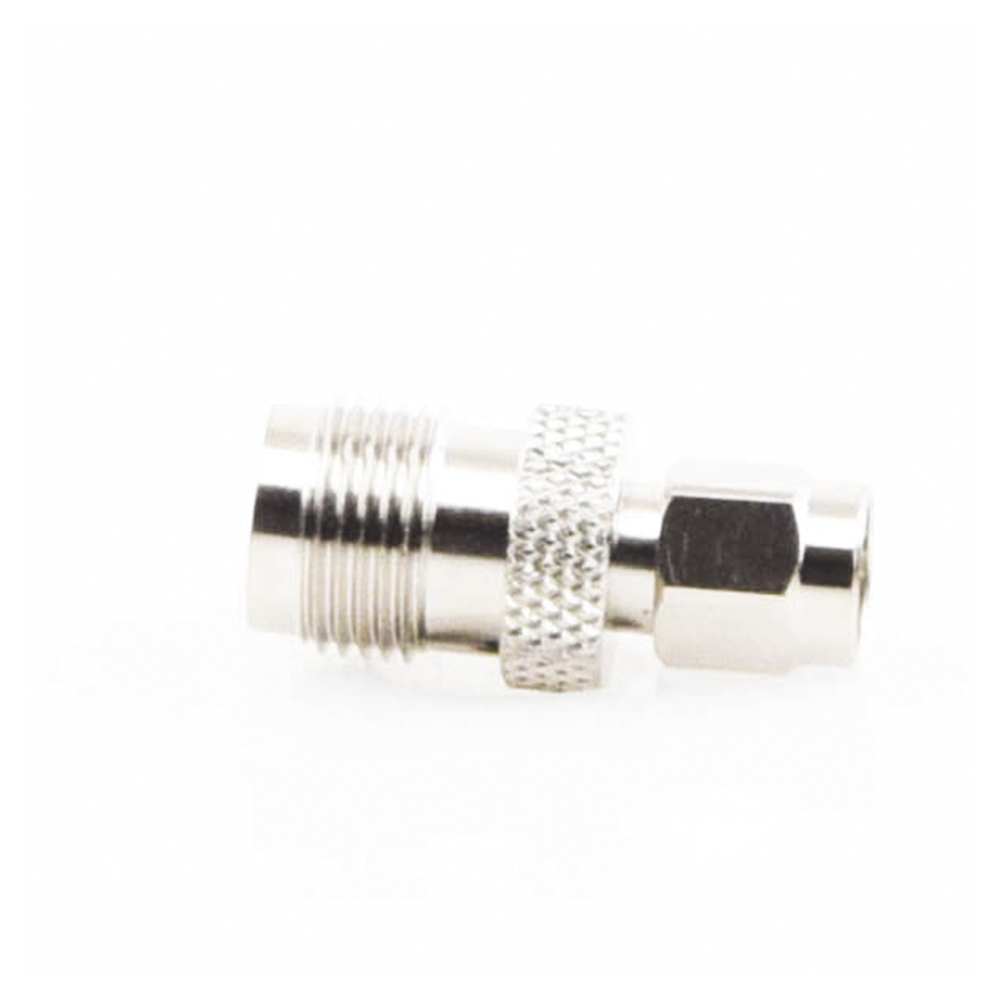 TNC Female to SMA Male Inline Adapter, Nickel/Gold/Teflon.
