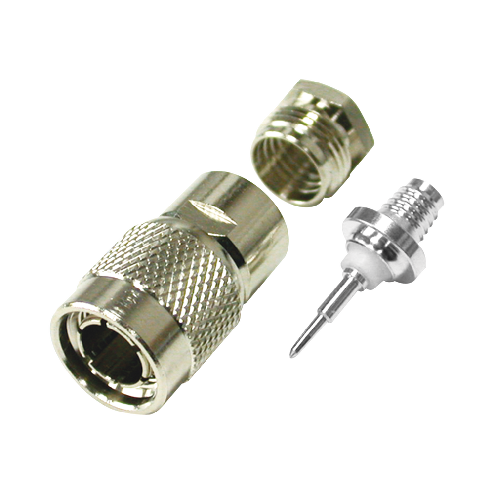 Conector TNC Macho de Rosca para Cable RG-59/U, Grupo D, Níquel/ Plata/ Teflón.