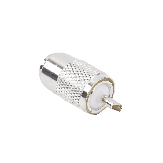 Conector UHF Macho (PL-259) para Cables RG-8/U, RG-8U-SYS, 8237, 8267, 8268, 9913, CTN-400, 7810, 8214, 7810A, RFLASH-1113, LMR-400, Plata )/ Plata/ Teflón.