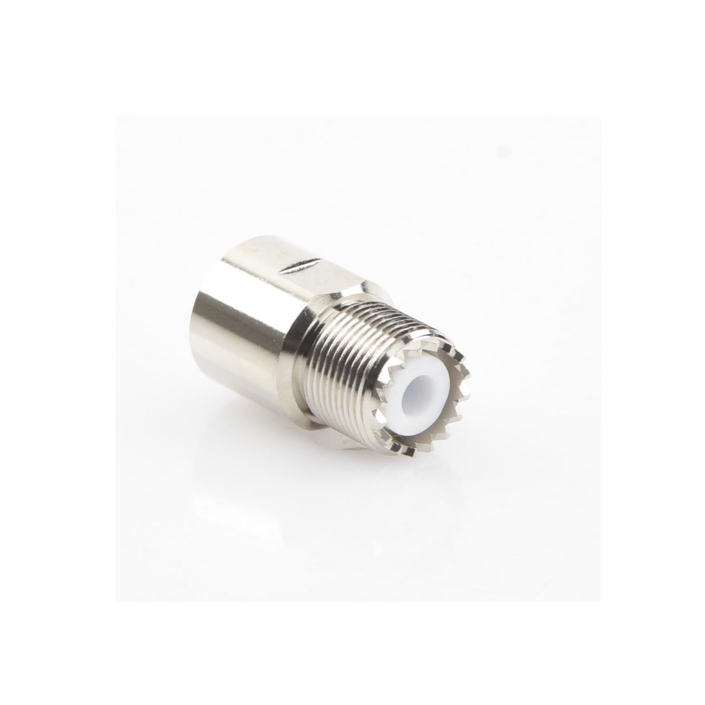 Conector UHF Hembra (SO-239) para Cables RG-8/U (8237), RG-213/U (8267), RG-214 (8268), Niquel/ Plata/  Teflón.