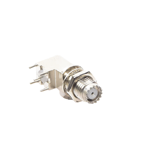 Conector Mini UHF Hembra para Montaje en PCB, Estaño/ Estaño/ Polipropileno. 