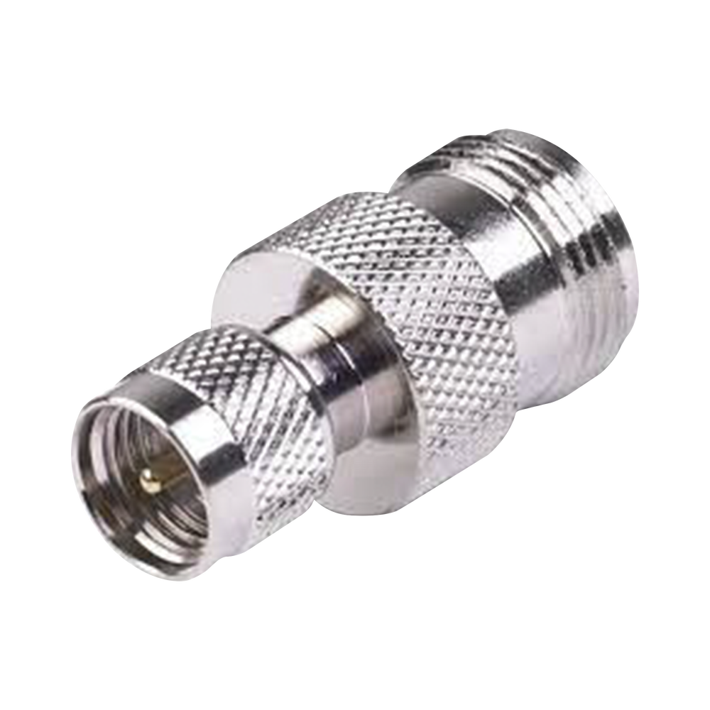 Adaptador en Línea, de Conector Mini-UHF Macho a N Hembra, Níquel/ Oro/ Teflón.