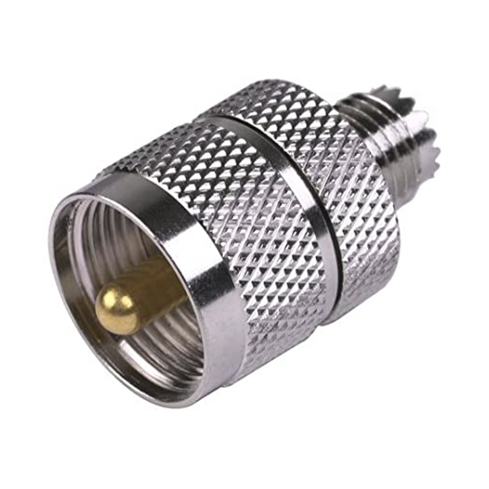 Mini UHF Female to UHF Male (PL-259) Connector Inline Adapter, Nickel/Gold/Teflon.