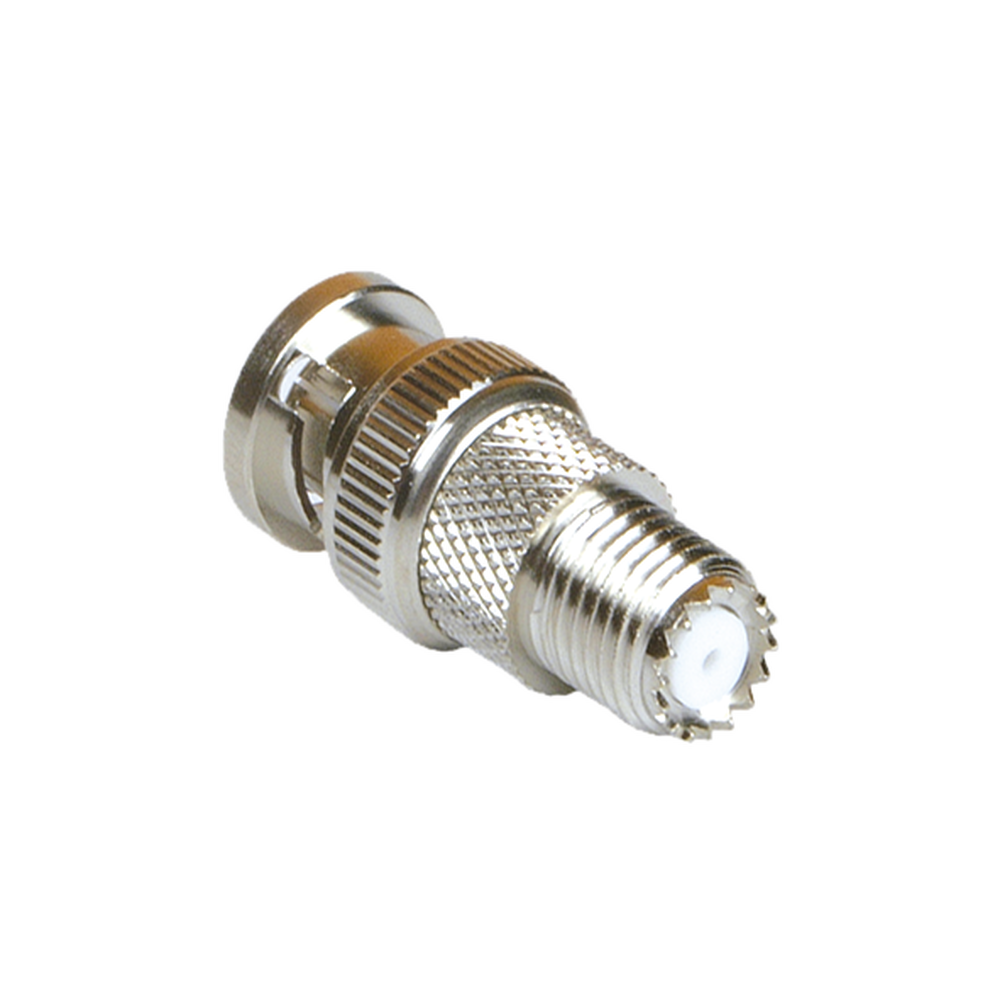 Mini-UHF Female to BNC Male Inline Adapter, Nickel/Gold/Teflon.