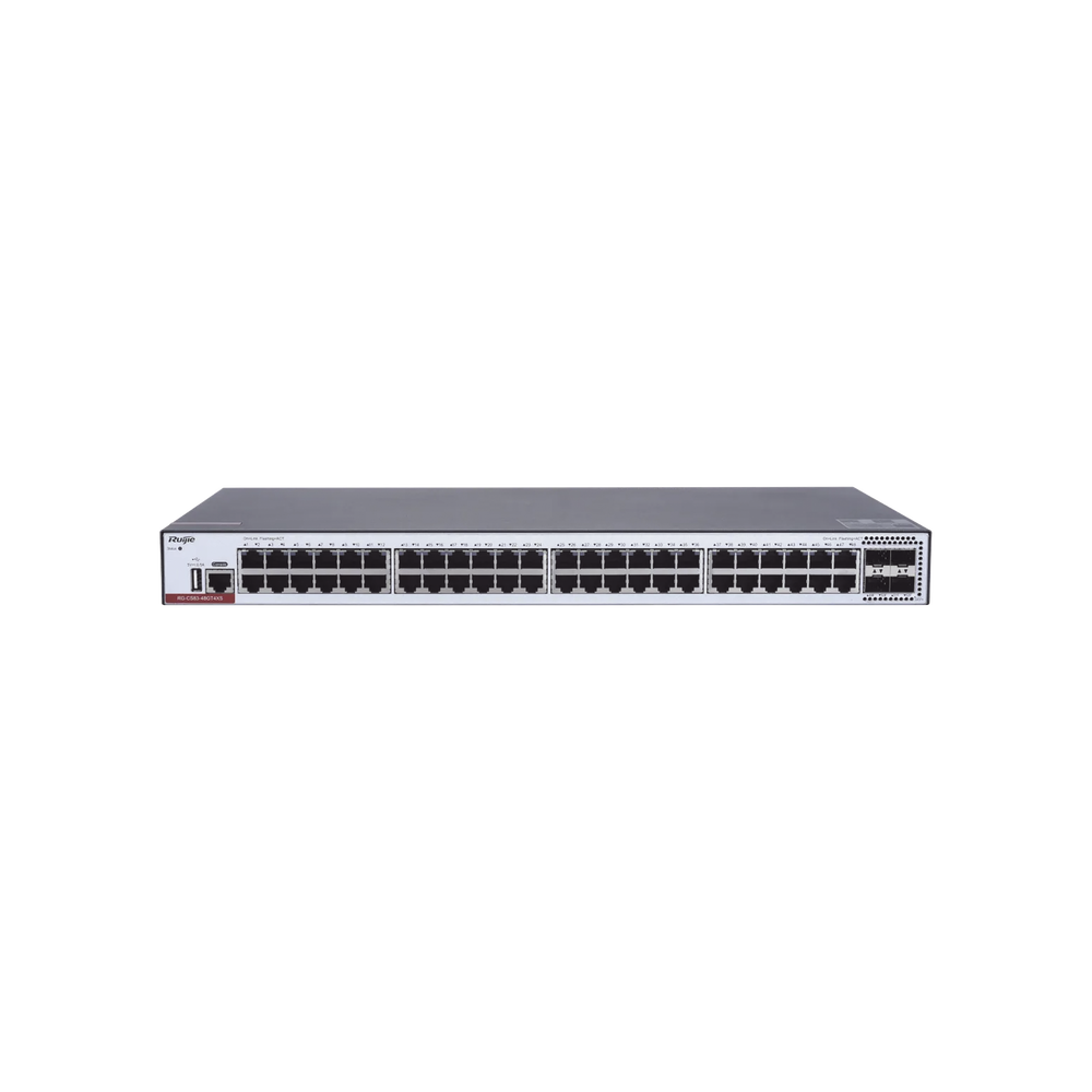 Switch Administrable Capa 3 PoE con 48 puertos Gigabit 802.3af/at + 4 SFP+ para fibra 10Gb, hasta 405 watts, gestión gratuita desde la nube.