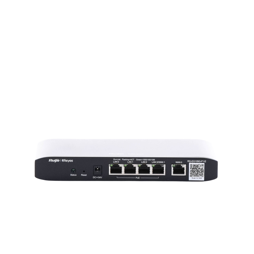 Reyee Cloud Managed PoE Router, 5 Gigabit Ports, 4 PoE+ Outputs, Supports up to 100 Users, 600 Mbps