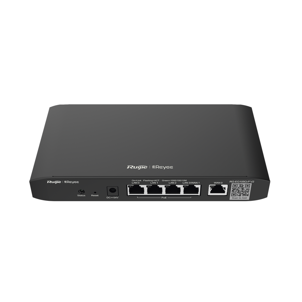 Reyee Cloud Managed PoE Router, 5 Gigabit Ports, 4 PoE+ Outputs, Supports up to 100 Users, 600 Mbps