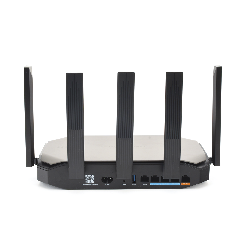 Router inalámbrico Wi-Fi 6 empresarial todo en uno, 2976 Mbps, hasta 180 usuarios, 5 puertos GE, 5 antenas externas (de 5 dBi), Incorpora Reyee Mesh