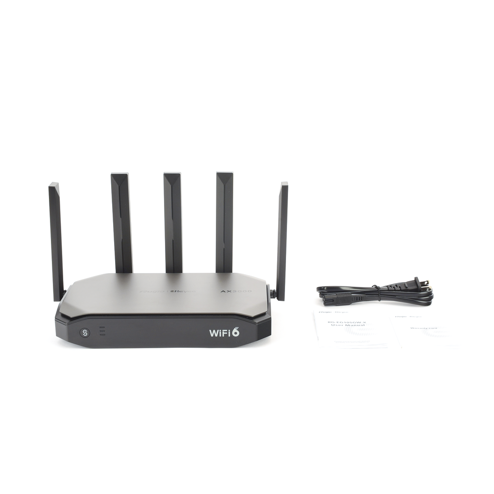 Router inalámbrico Wi-Fi 6 empresarial todo en uno, 2976 Mbps, hasta 180 usuarios, 5 puertos GE, 5 antenas externas (de 5 dBi), Incorpora Reyee Mesh