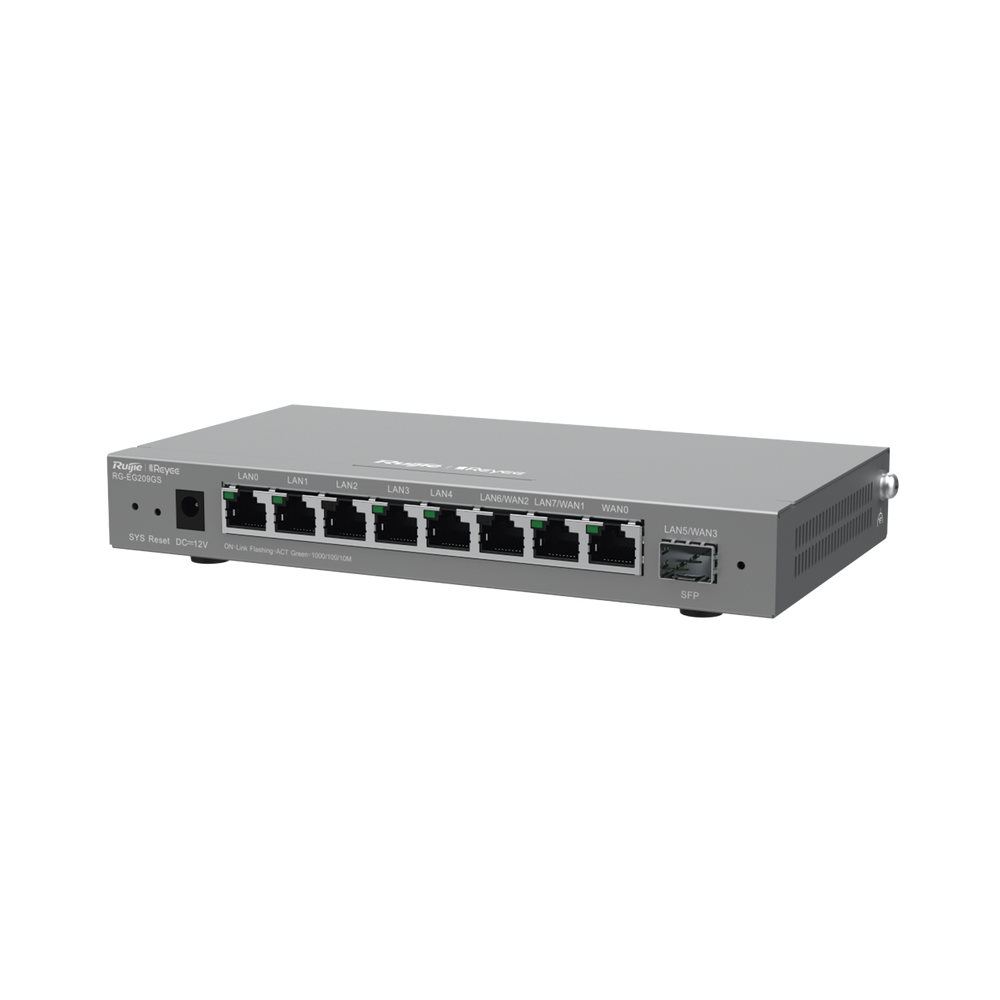 RG-EG209GS Managed Router with 9 Gigabit Ports, Supports 2x Configurable WAN, 1x 1Gb SFP Port, up to 200 Clients