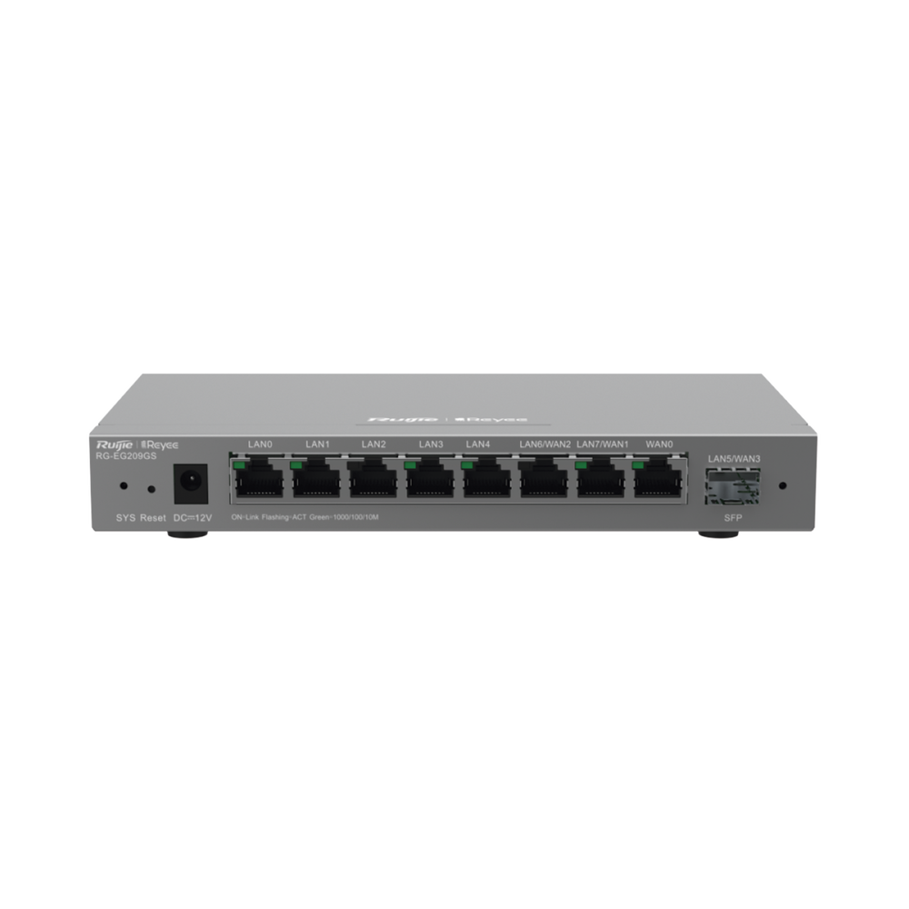RG-EG209GS Managed Router with 9 Gigabit Ports, Supports 2x Configurable WAN, 1x 1Gb SFP Port, up to 200 Clients