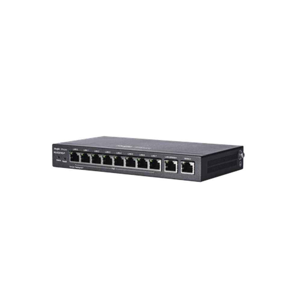 RG-EG210G-P Reyee PoE Administrable en la Nube, 10 Puertos Gigabit (8x PoE), Admite Configuración de 4x WAN, Soporta hasta 200 Clientes con Rendimiento asimétrico de 600 Mbps