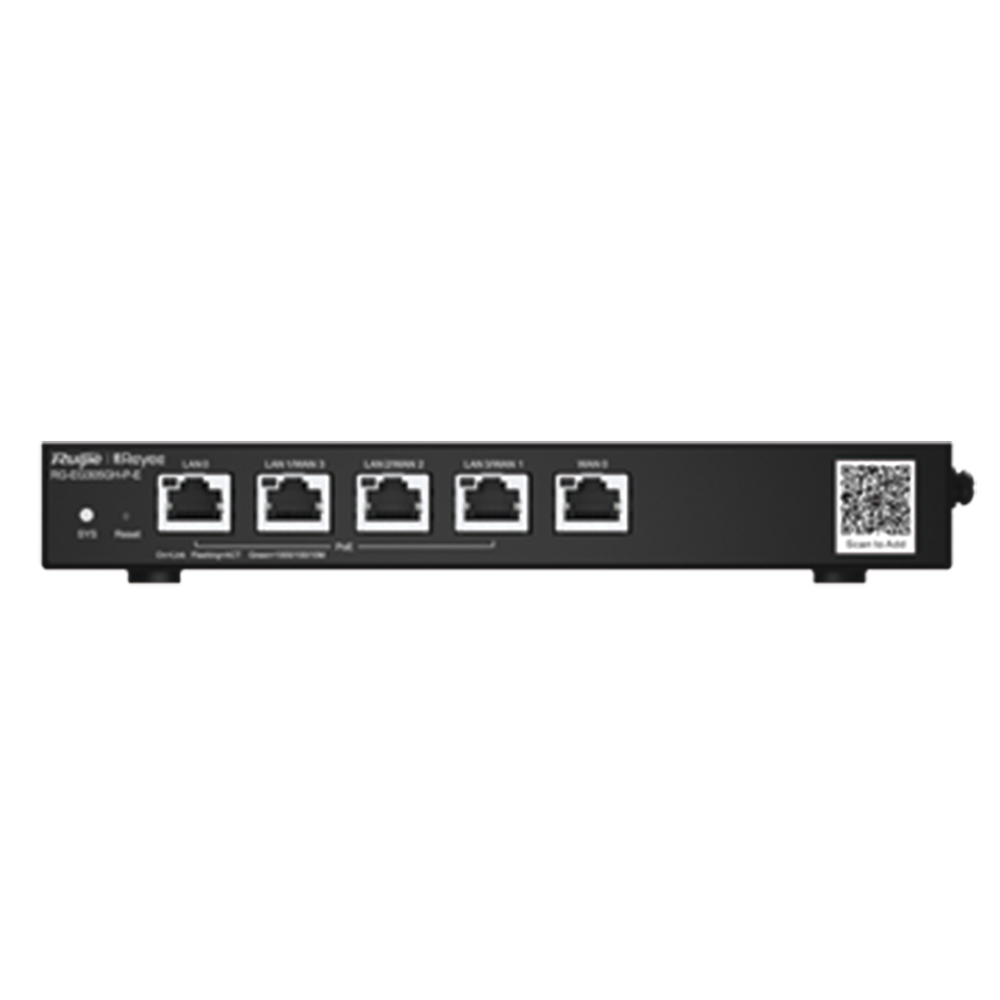 Reyee High-Performance 5-Port PoE Office Router, Cloud Manageable, 1.5 Gbps, Up to 300 Clients, 4 PoE Outputs, 64 VPN Tunnels