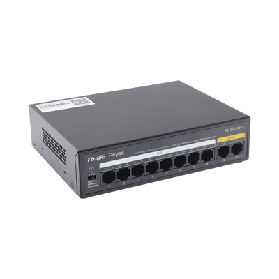 Switch PoE+ con 10 Puertos 10/100 Mbps / 110 W / Carcasa de Acero / No Administrable