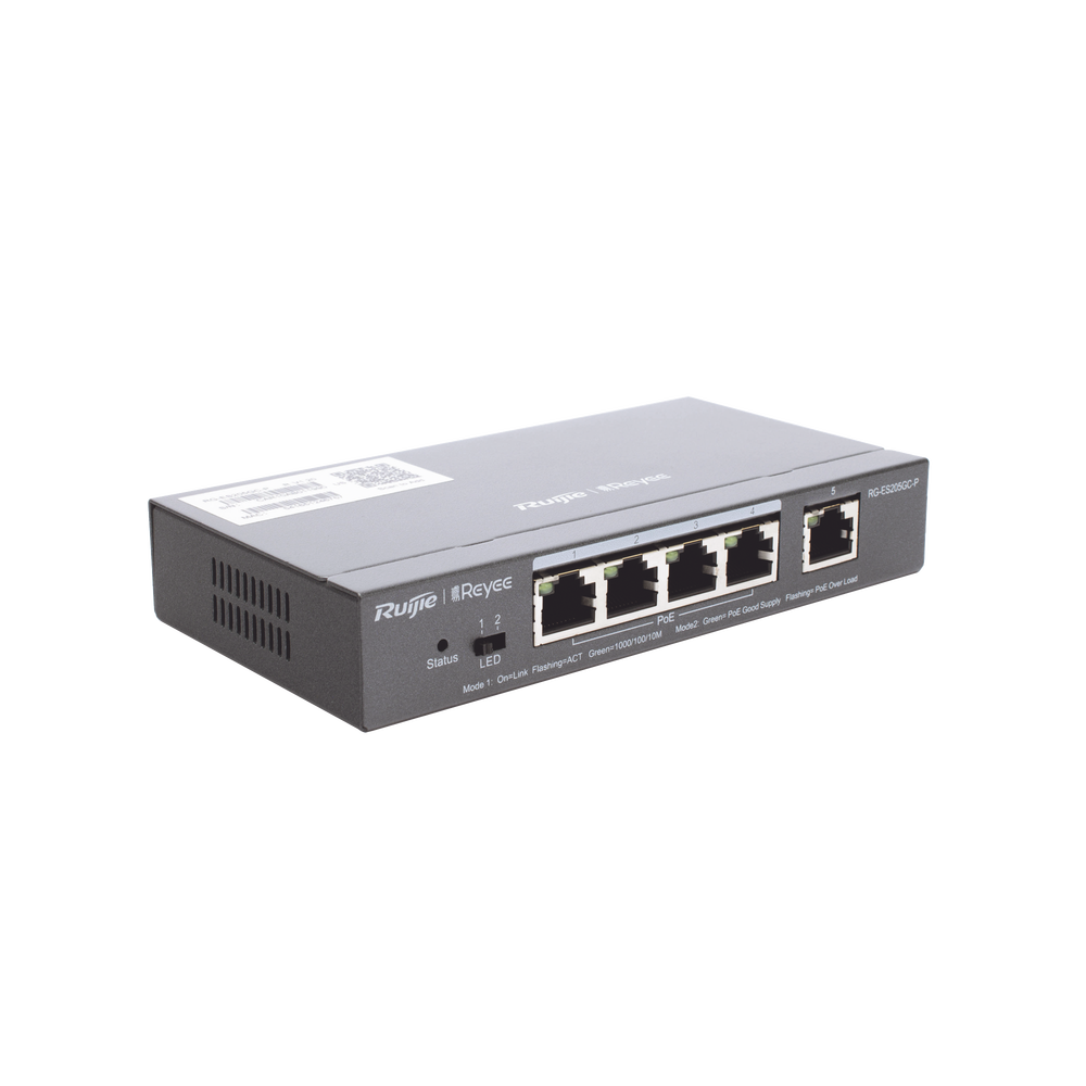 Switch PoE Inteligente Administrable en la Nube de 5 Puertos Gigabit, 4 PoE+, 54W.