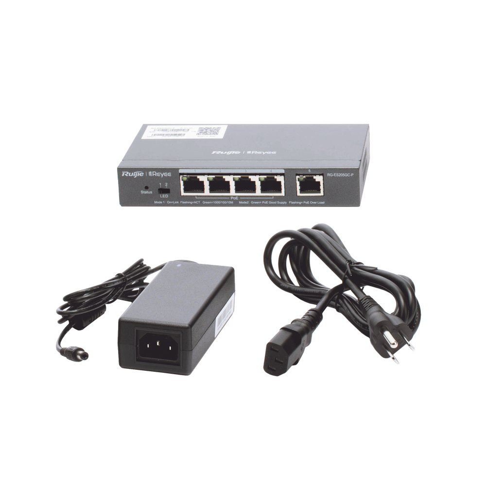 Switch PoE Inteligente Administrable en la Nube de 5 Puertos Gigabit, 4 PoE+, 54W.