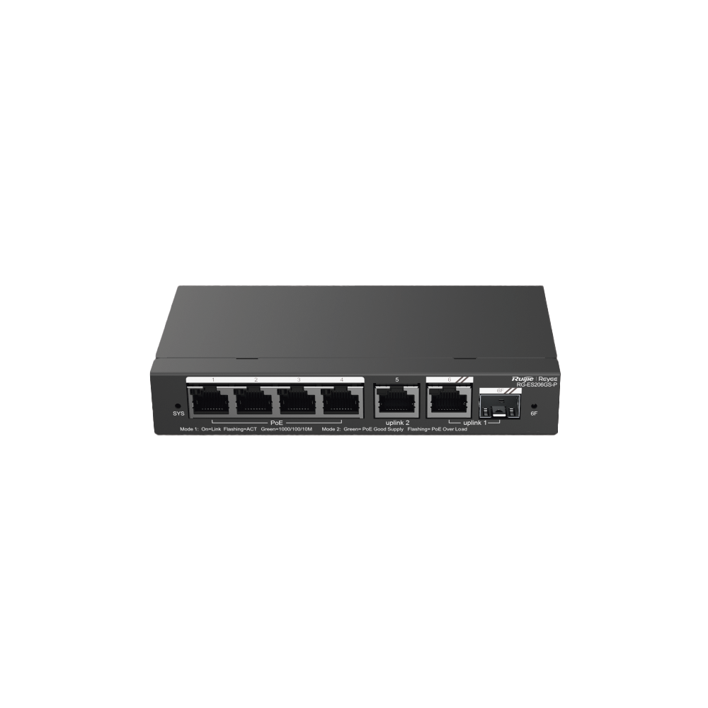 Switch Administrable, 6 Puertos Gigabit, 4 Puertos PoE+ 802.3af/at Gigabit, 1 Puerto Gigabit Uplink, 1 Puerto Combo SFP Uplink, Gestión Gratuita desde la Nube,  54W