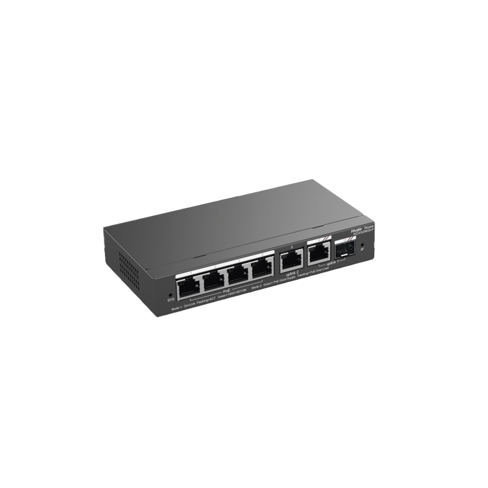 Switch Administrable, 6 Puertos Gigabit, 4 Puertos PoE+ 802.3af/at Gigabit, 1 Puerto Gigabit Uplink, 1 Puerto Combo SFP Uplink, Gestión Gratuita desde la Nube,  54W