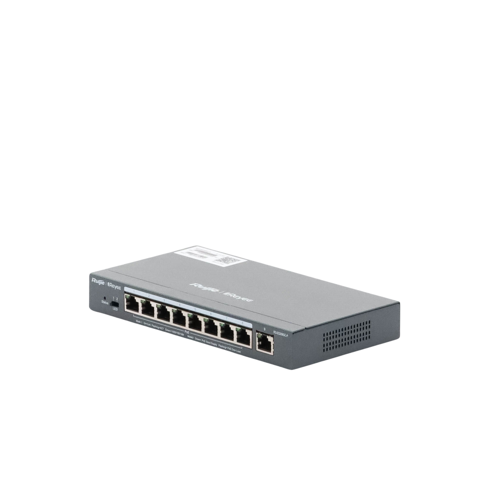 Switch PoE gigabit inteligente con 9 puertos gigabit, 8 puertos PoE+ hasta 120W, reconocimiento de cámaras IP, valor único para redes CCTV, gestionable en la nube